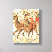 Vrolijk kerstfeest (kerstman en renrendiertje) canvas afdruk (Voorkant)