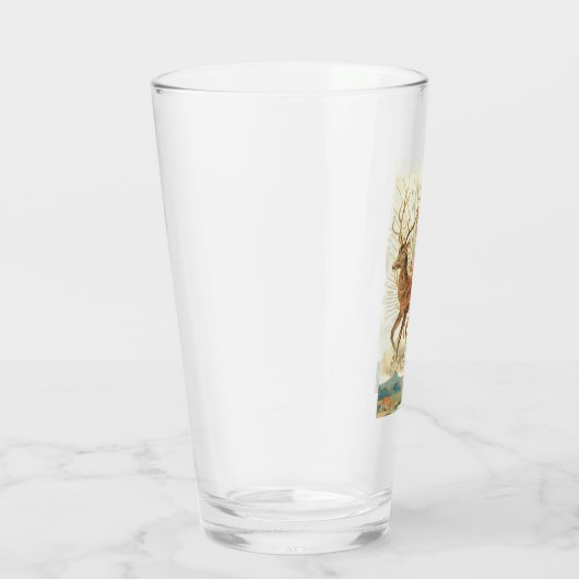 Vrolijk kerstfeest (kerstman en renrendiertje) glas (Rechts)