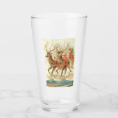 Vrolijk kerstfeest (kerstman en renrendiertje) glas (Voorkant)