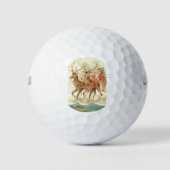Vrolijk kerstfeest (kerstman en renrendiertje) golfballen (Voorkant)