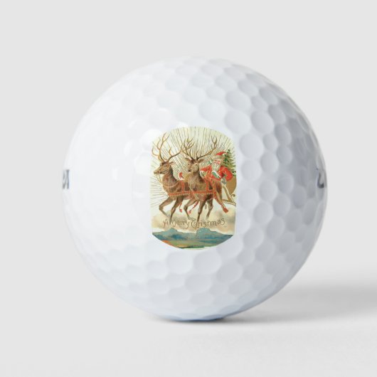 Vrolijk kerstfeest (kerstman en renrendiertje) golfballen (Voorkant)