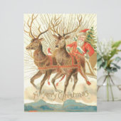 Vrolijk kerstfeest (kerstman en renrendiertje) kaart (Staand voorkant)