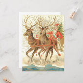 Vrolijk kerstfeest (kerstman en renrendiertje) kaart (Voorkant / Achterkant in situ)