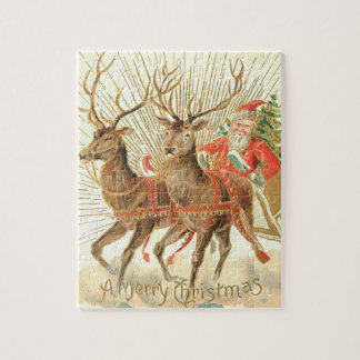 Vrolijk kerstfeest (kerstman en renrendiertje) legpuzzel