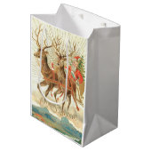 Vrolijk kerstfeest (kerstman en renrendiertje) medium cadeauzakje (Voorkant Gekanteld)