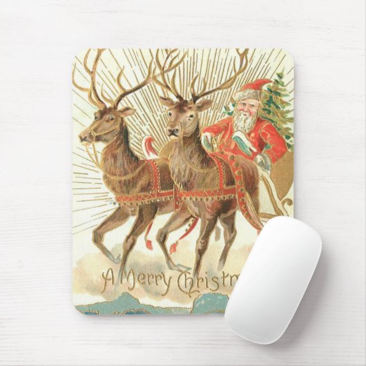 Vrolijk kerstfeest (kerstman en renrendiertje) muismat (Met muis)