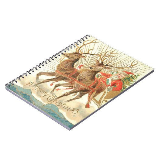 Vrolijk kerstfeest (kerstman en renrendiertje) notitieboek (Linkerzijde)