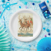 Vrolijk kerstfeest (kerstman en renrendiertje) papieren bordje (Feest)