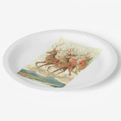 Vrolijk kerstfeest (kerstman en renrendiertje) papieren bordje (Gekanteld)