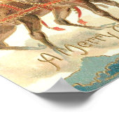 Vrolijk kerstfeest (kerstman en renrendiertje) poster (Hoek)