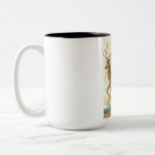 Vrolijk kerstfeest (kerstman en renrendiertje) tweekleurige koffiemok (Links)