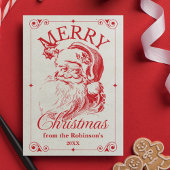 Vrolijk kerstfeest  kerstman familienaam feestdagenkaart