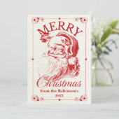 Vrolijk kerstfeest kerstman familienaam feestdagenkaart (Staand voorkant)