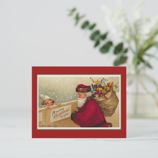 Vrolijk kerstfeest  kerstman feestdagenkaart (Staand voorkant)