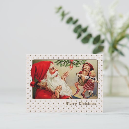 Vrolijk kerstfeest.  kerstman feestdagenkaart (Staand voorkant)