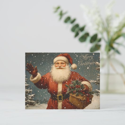 Vrolijk kerstfeest  kerstman feestdagenkaart (Staand voorkant)