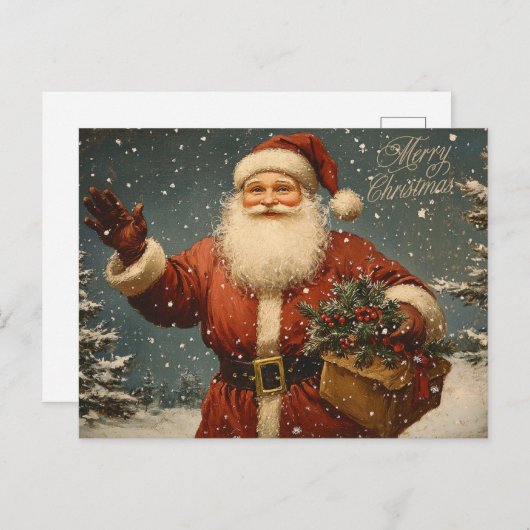 Vrolijk kerstfeest  kerstman feestdagenkaart (Voorkant / Achterkant)