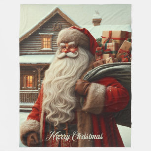 Vrolijk kerstfeest kerstman fleece deken
