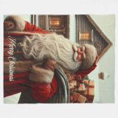 Vrolijk kerstfeest kerstman fleece deken (Voorkant (Horizontaal))