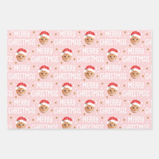 Vrolijk Kerstfeest Kerstman Foto Schattige Gezicht Inpakpapier Vel (Voorkant 2)