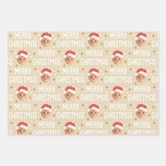 Vrolijk Kerstfeest Kerstman Foto Schattige Gezicht Inpakpapier Vel (Voorkant)