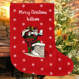 Vrolijk Kerstfeest  Kerstman Gepersonaliseerd Rood Grote Kerstsok