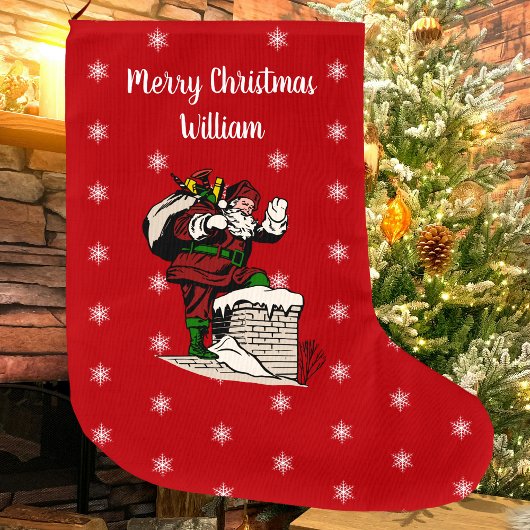 Vrolijk Kerstfeest  Kerstman Gepersonaliseerd Rood Grote Kerstsok