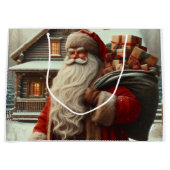 Vrolijk kerstfeest kerstman groot cadeauzakje (Voorkant)