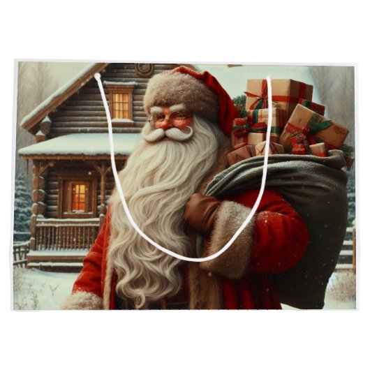 Vrolijk kerstfeest kerstman groot cadeauzakje (Achterkant)