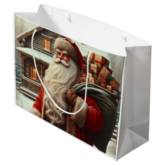 Vrolijk kerstfeest kerstman groot cadeauzakje (Achterkant Gekanteld)