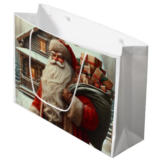 Vrolijk kerstfeest kerstman groot cadeauzakje (Voorkant Gekanteld)