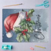 Vrolijk Kerstfeest Kerstman Hoed en Kerst Holly Tissuepapier (Craft)