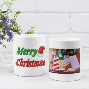 Vrolijk Kerstfeest Kerstman Hoed foto typografie Koffiemok