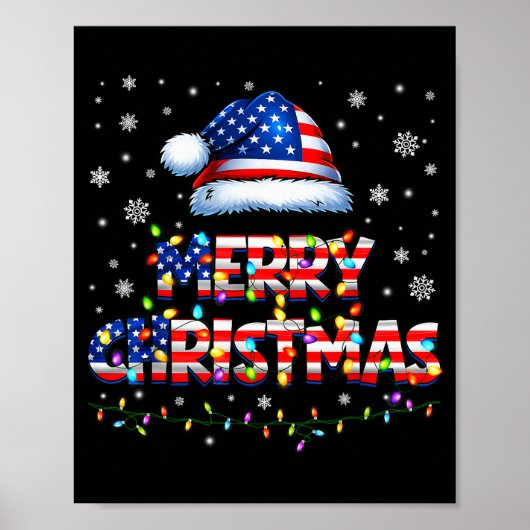 Vrolijk kerstfeest Kerstman Hoed Pjs Pyjama Amerik Poster (Voorkant)