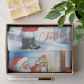 Vrolijk kerstfeest  kerstman in je voordeur tissuepapier (Geschenk)