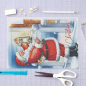 Vrolijk kerstfeest  kerstman in je voordeur tissuepapier (Craft)