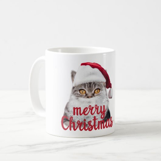 Vrolijk Kerstfeest Kerstman Kat mok (Voorkant links)