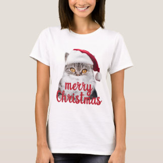 Vrolijk Kerstfeest Kerstman Kattenshirt voor Vrouw T-shirt
