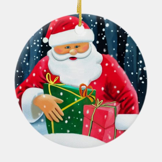 Vrolijk kerstfeest - kerstman keramisch ornament (Achterkant)