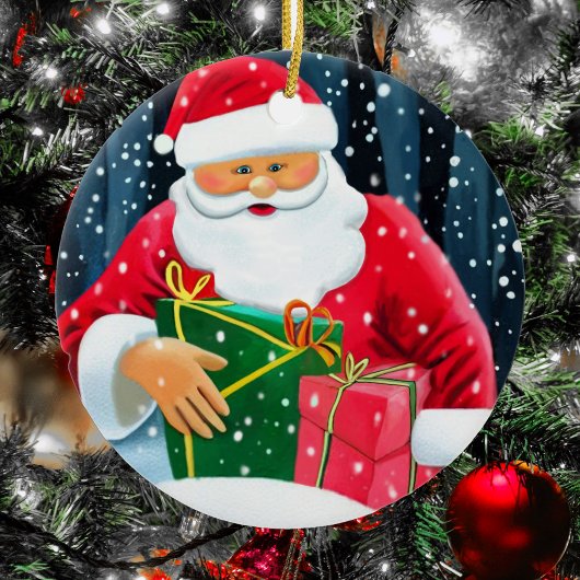 Vrolijk kerstfeest - kerstman keramisch ornament