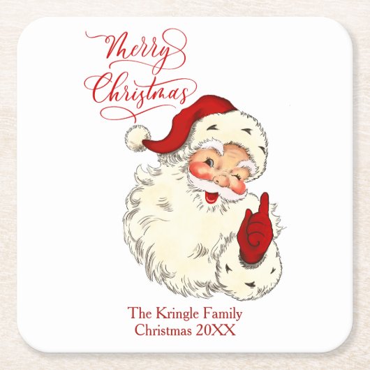 Vrolijk kerstfeest  kerstman, kerstman met vakanti kartonnen onderzetters (Voorkant)