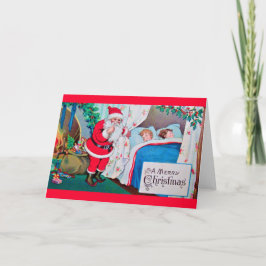 Vrolijk kerstfeest (kerstman - kinderen slapen) feestdagen kaart