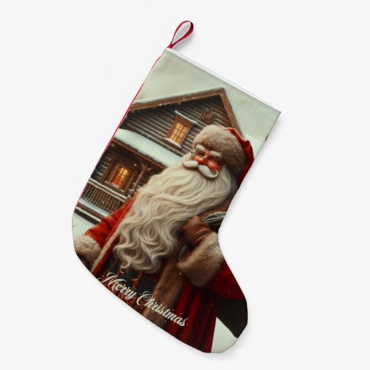 Vrolijk kerstfeest kerstman kleine kerstsok (Voorkant (Hangend))