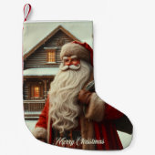 Vrolijk kerstfeest kerstman kleine kerstsok (Voorkant)