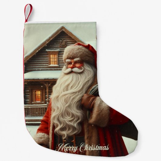 Vrolijk kerstfeest  kerstman kleine kerstsok (Voorkant)