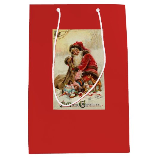 Vrolijk kerstfeest  kerstman medium cadeauzakje (Voorkant)