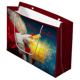 Vrolijk kerstfeest. Kerstman met Cadeau Groot Cadeauzakje