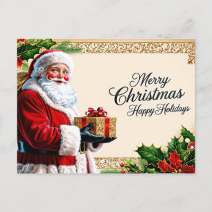 Vrolijk kerstfeest  kerstman met cadeaus feestdagenkaart