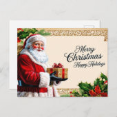 Vrolijk kerstfeest  kerstman met cadeaus feestdagenkaart (Voorkant / Achterkant)