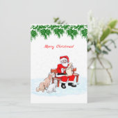Vrolijk kerstfeest - Kerstman met kat en hond (Staand voorkant)